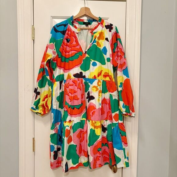 J. Crew Tiered Popover Dress Ratti Jardin Floral XL - Picture 2 of 8